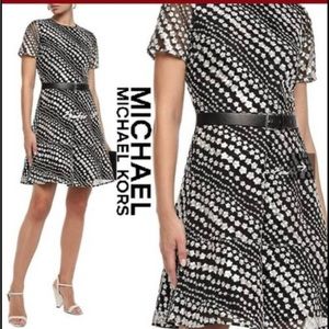 Michael Kors | Crew Neck Flower Patterns Nylon Flared Short Sleeves